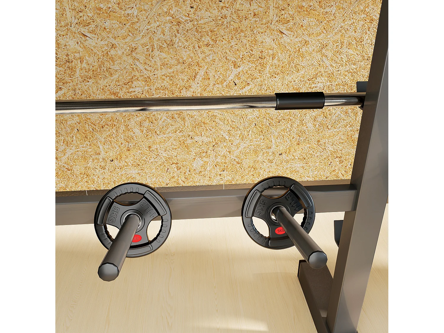 Set di dischi pesi 2x5 kg con foro da 5 cm e 3 impugnature