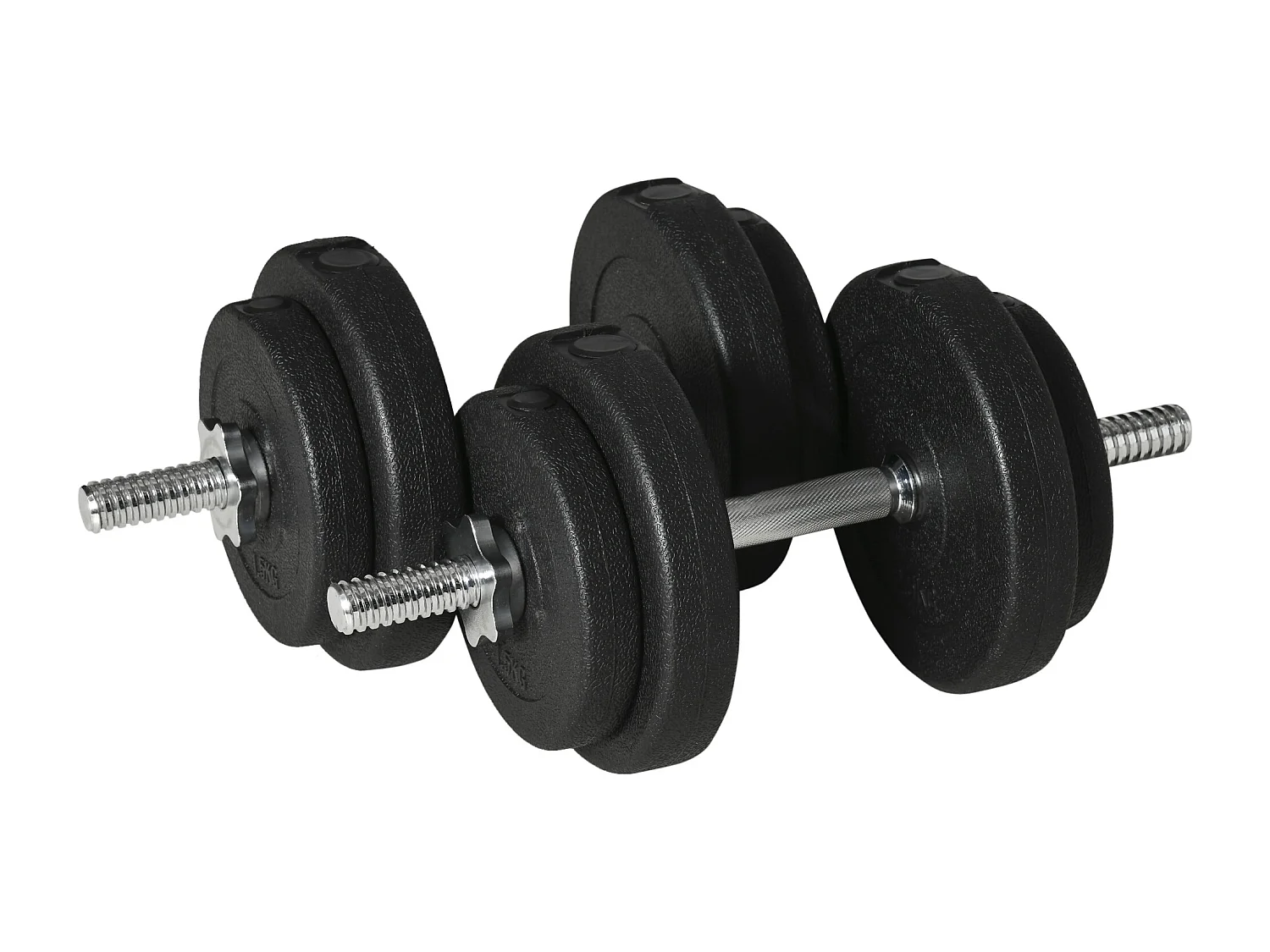 Set 2 manubri pesi da 20kg totali con 8 dischi in acciaio e pp nero