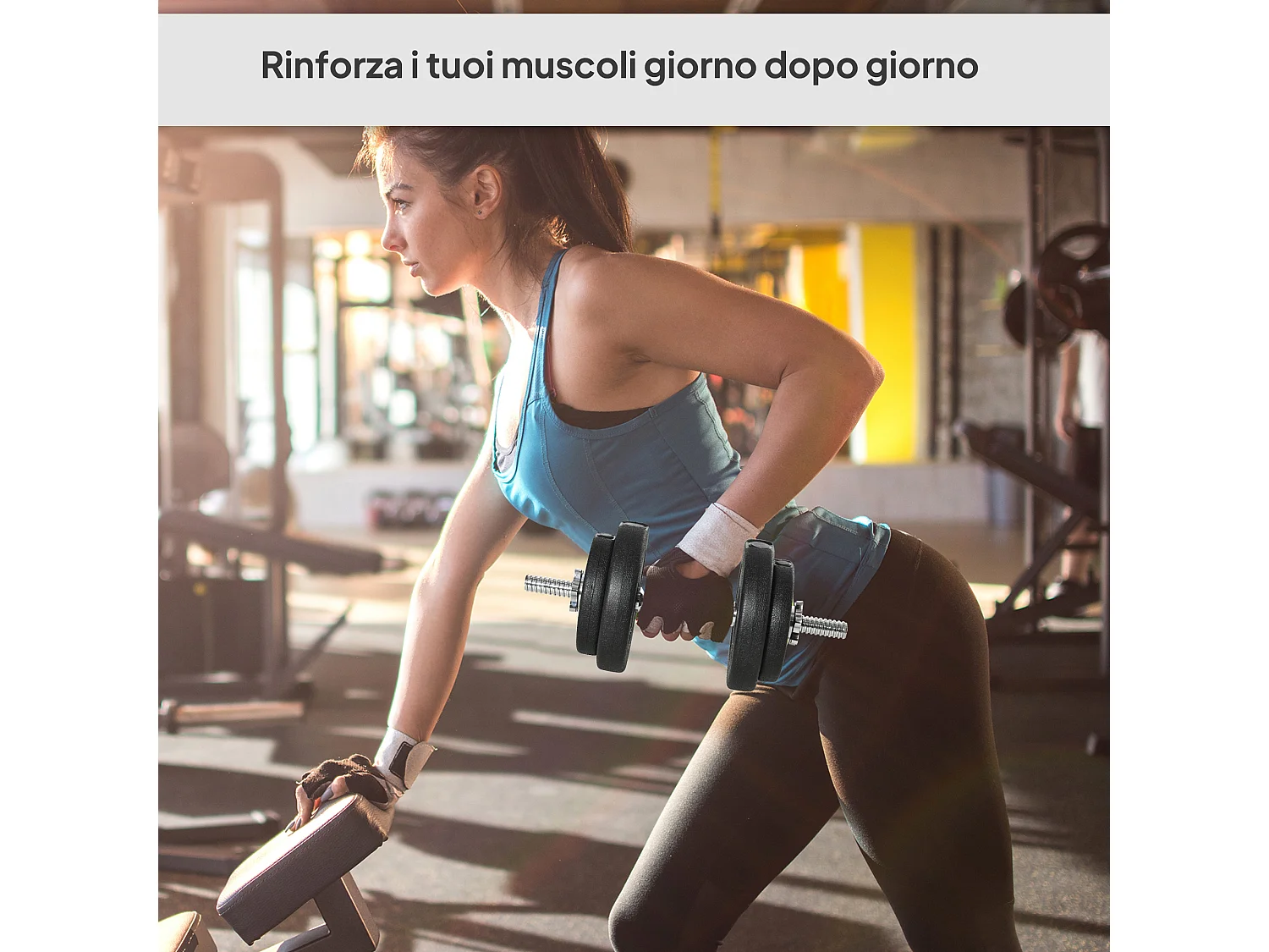 Set 2 manubri pesi da 20kg totali con 8 dischi in acciaio e pp nero