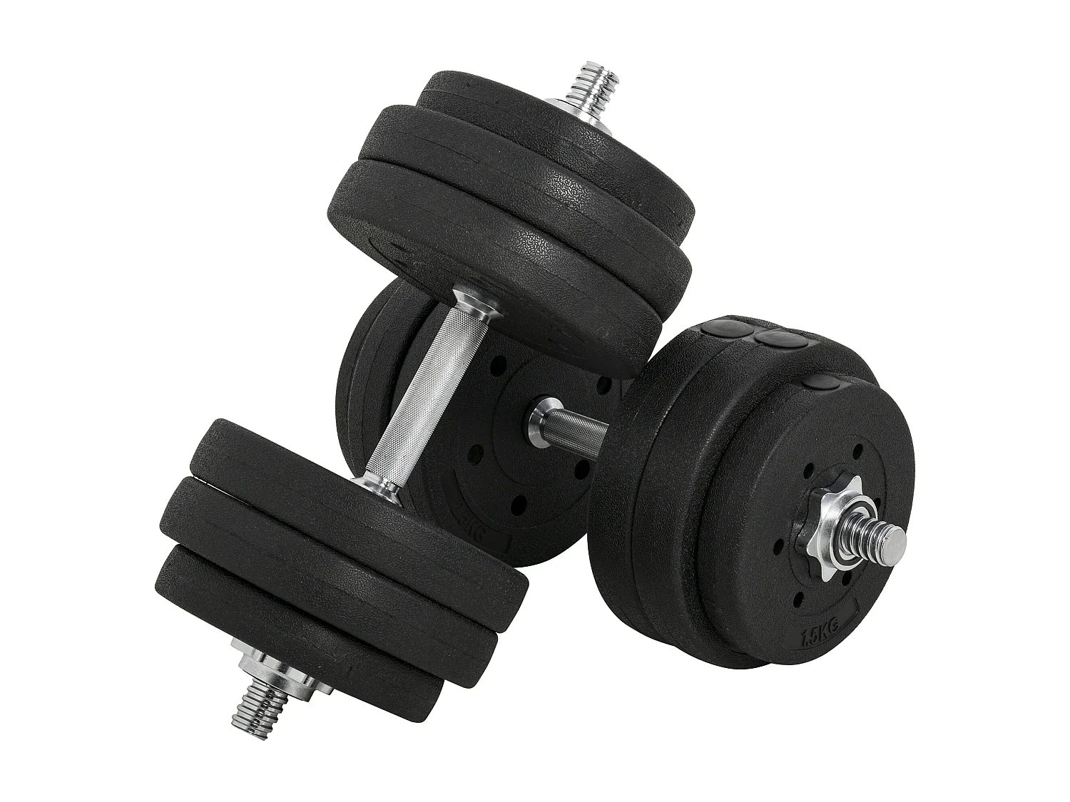 Set 2 Manubri 30kg Totali con 12 Dischi in Acciaio