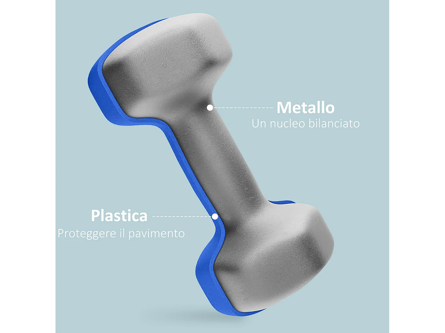 Set 2 manubri esagonali da 2x7kg in metallo e plastica blu