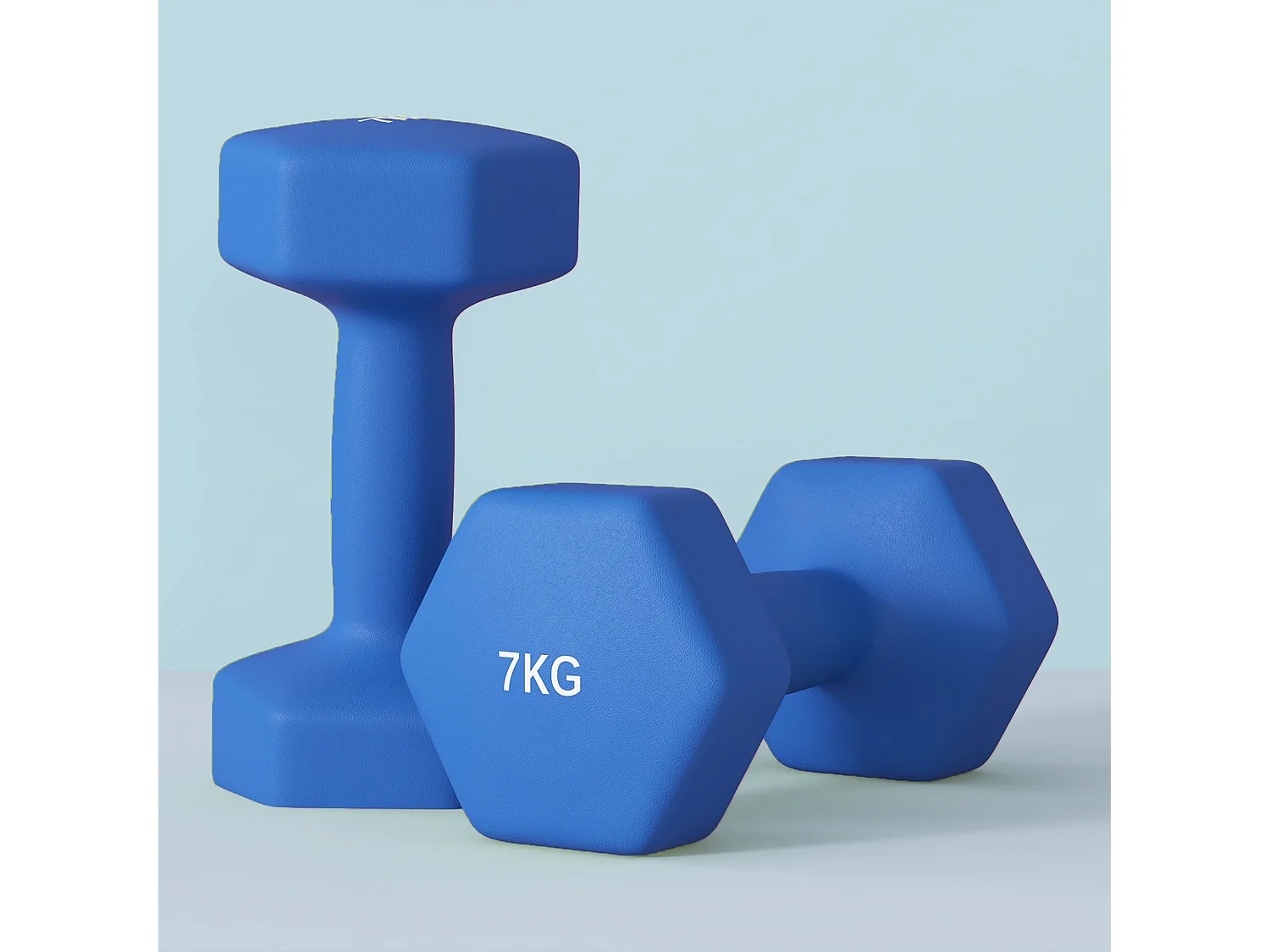 Set 2 manubri esagonali da 2x7kg in metallo e plastica blu