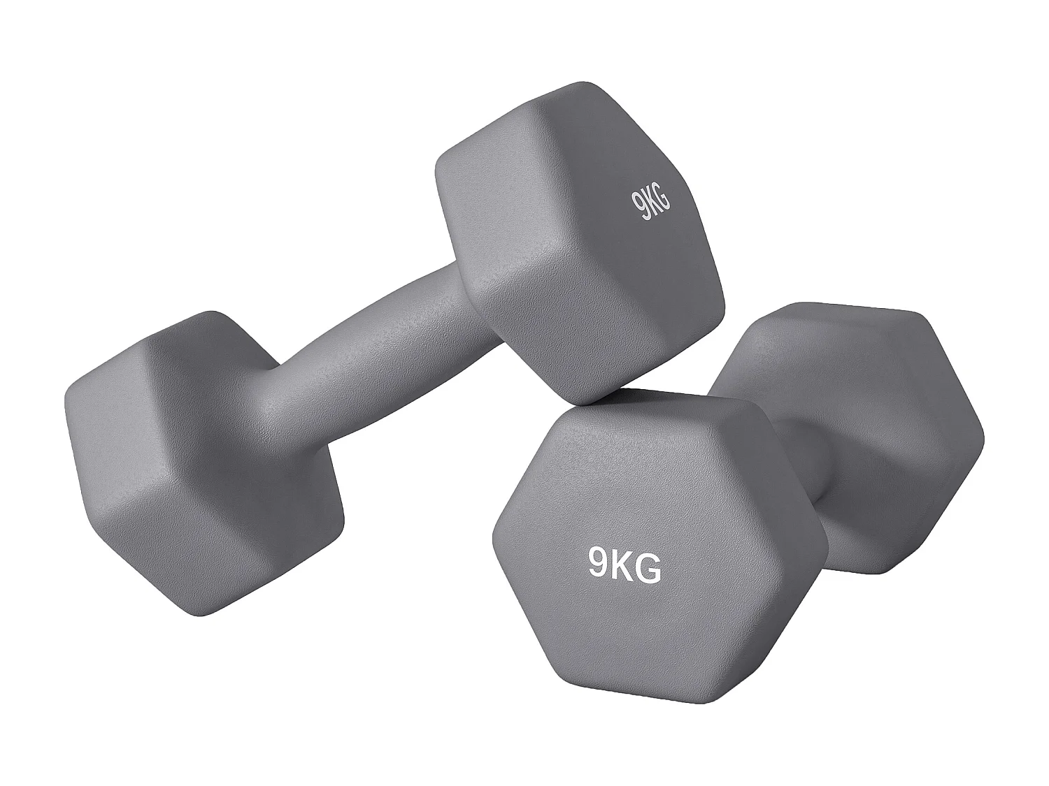 Set 2 manubri esagonali da 9 kg in metallo plastica 25x11x11cm grigio