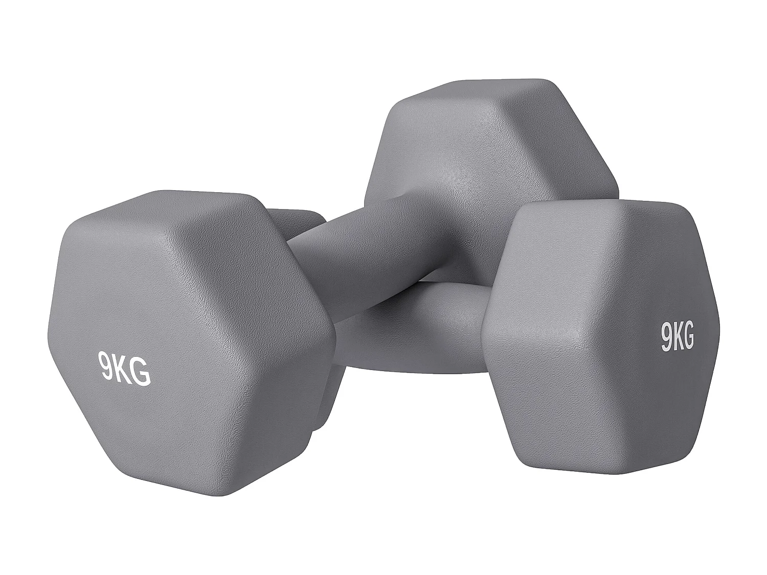 Set 2 manubri esagonali da 9 kg in metallo plastica 25x11x11cm grigio