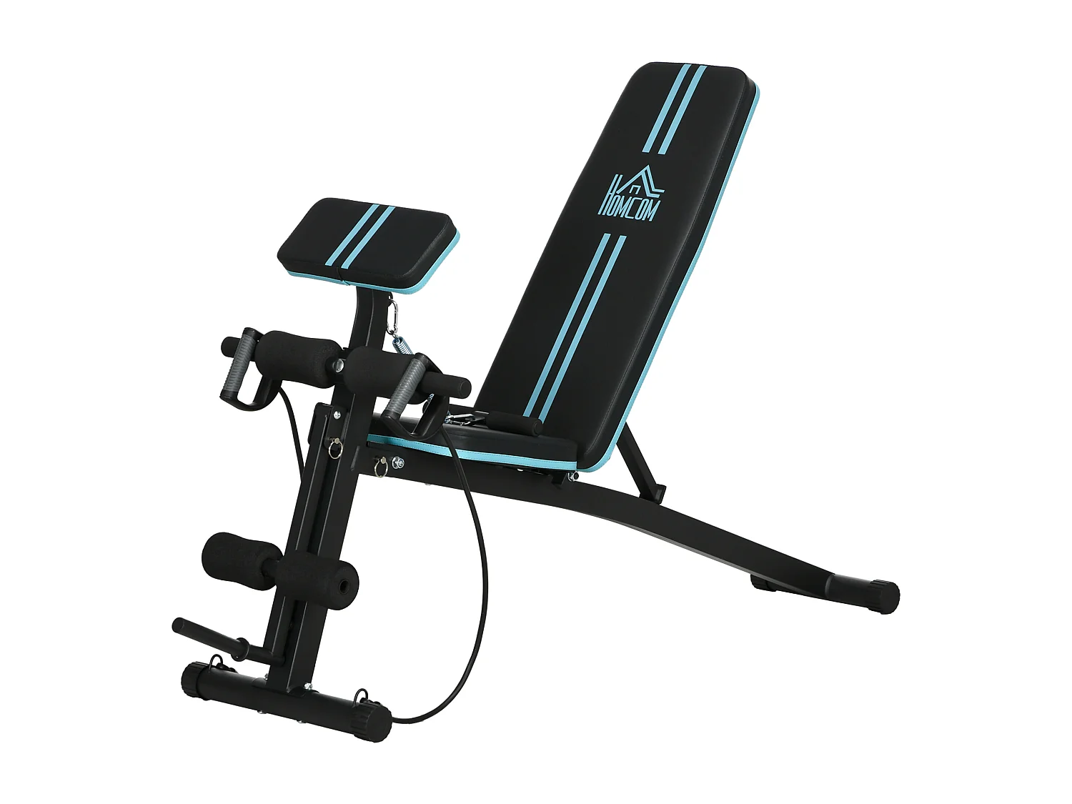 Panca multifunzione con 7 reclinazioni leg extension e cuscinetti blu