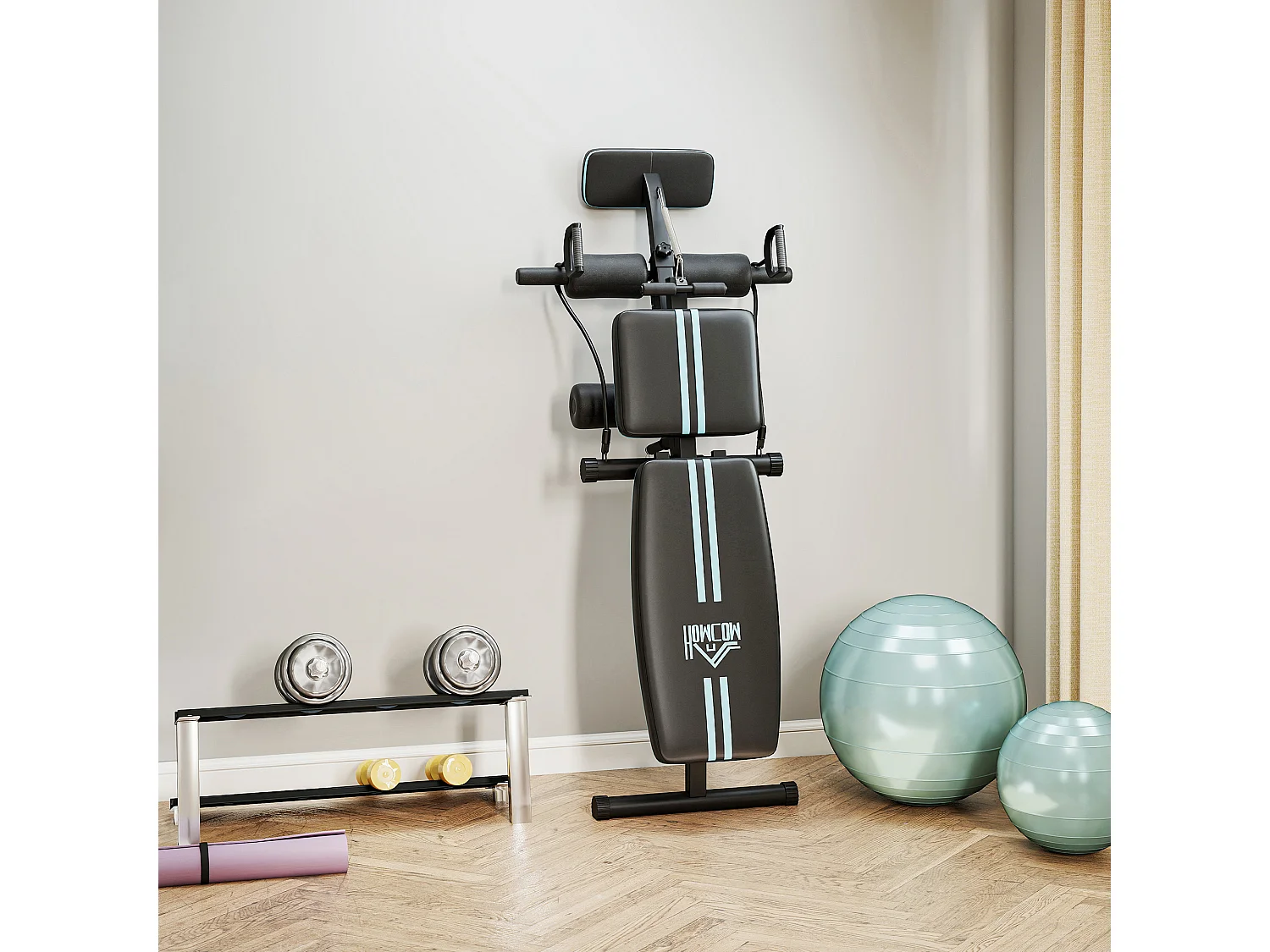 Panca multifunzione con 7 reclinazioni leg extension e cuscinetti blu