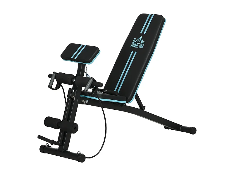 Panca multifunzione con 7 reclinazioni leg extension e cuscinetti blu