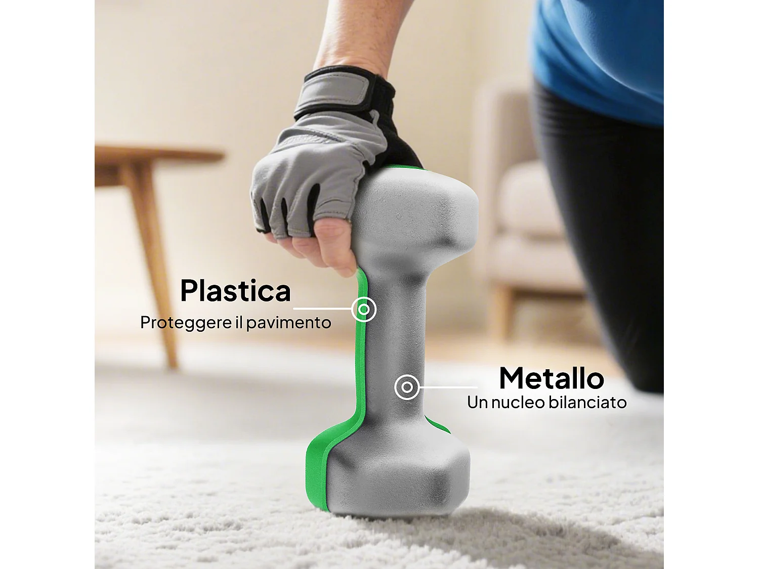 Kit pesi esagonali da 18 kg totali con supporto incluso multicolore