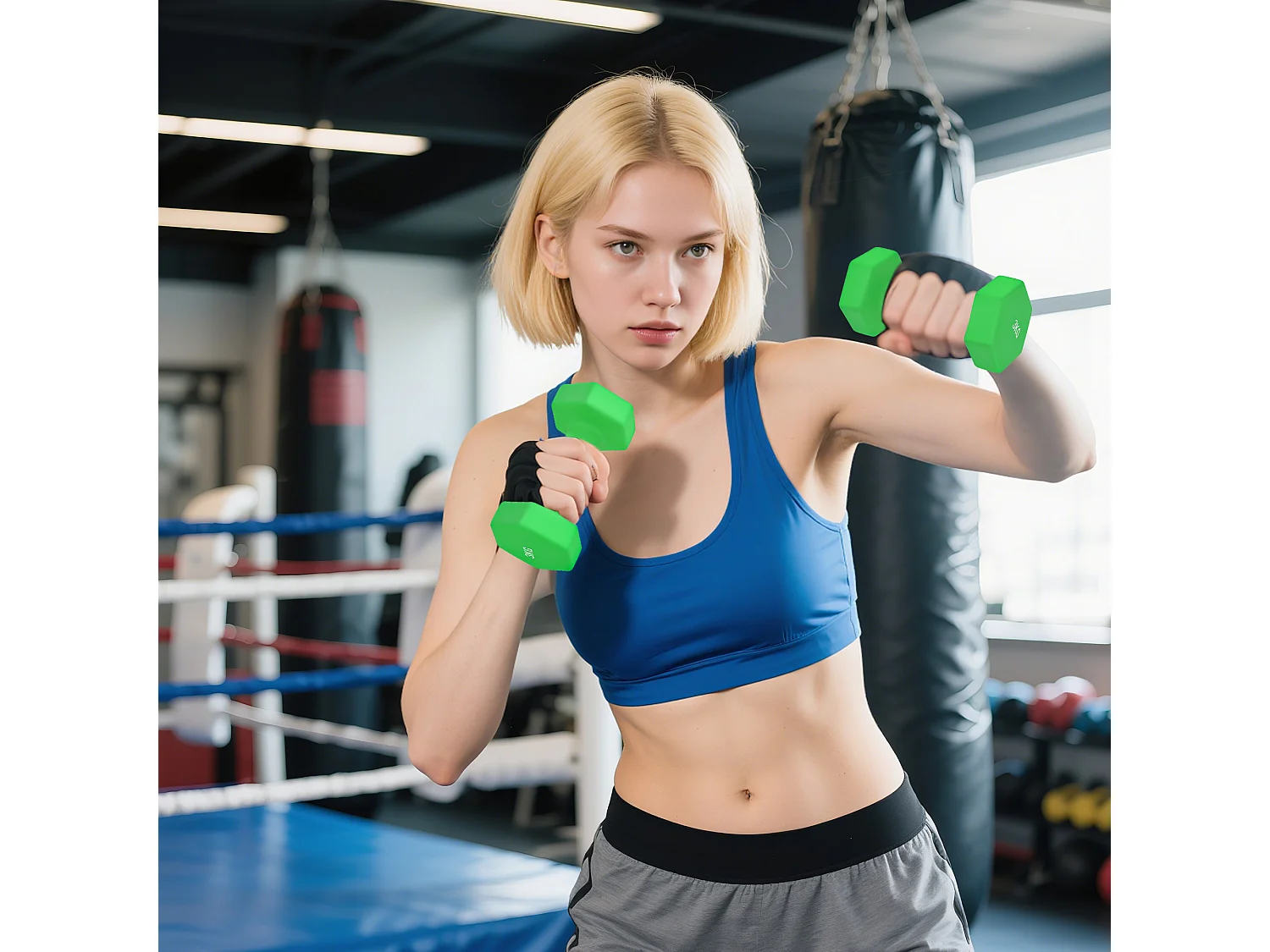 Kit pesi esagonali da 18 kg totali con supporto incluso multicolore