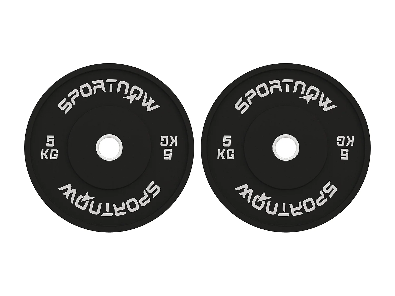 Set 2 dischi pesi da 5kg per palestra e foro 5cm in gomma nero