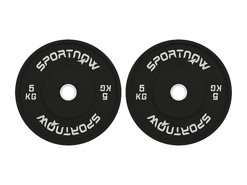 Set 2 dischi pesi da 5kg per palestra e foro 5cm in gomma nero