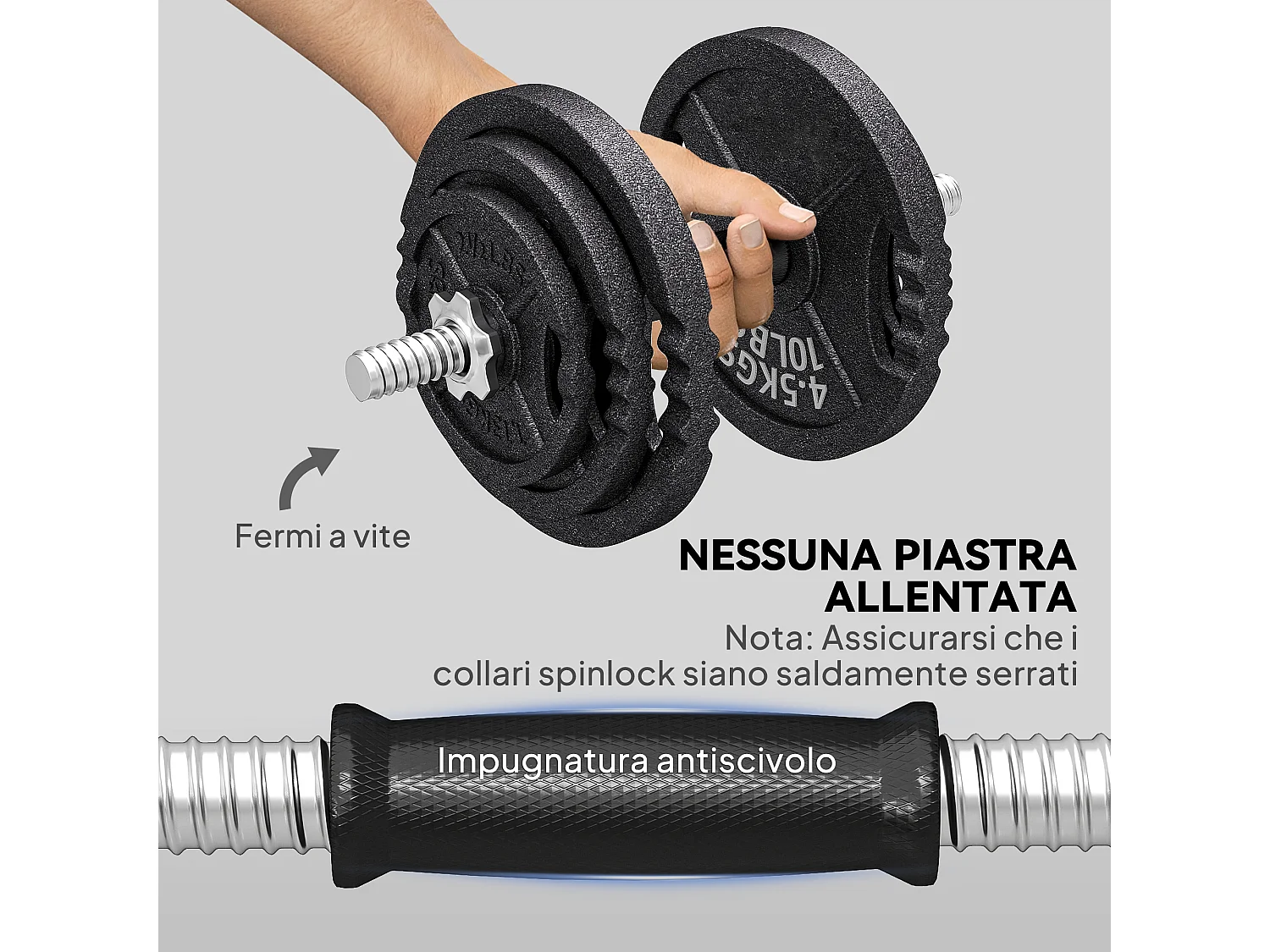 Pesi per palestra da 42 kg con 14 dischi, bilanciere e manubri nero