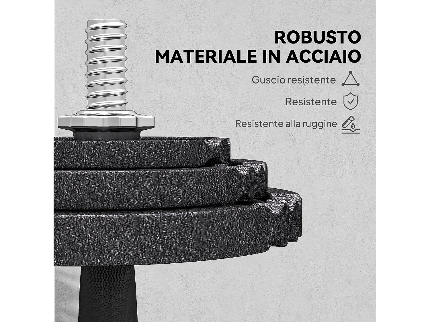 Pesi per palestra da 42 kg con 14 dischi, bilanciere e manubri nero