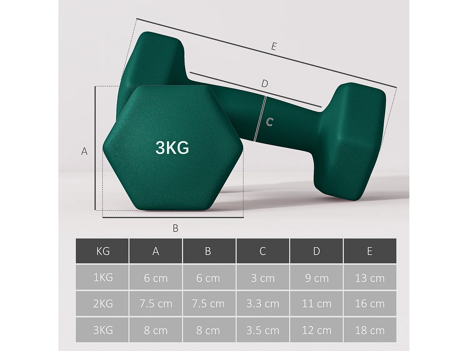 Set 6 manubri pesi con supporto in metallo e plastica multicolore