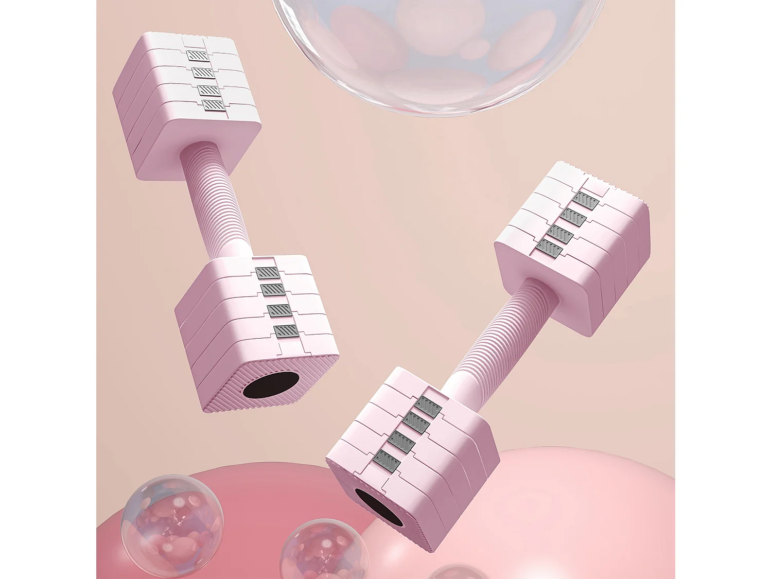 Set 2 manubri pesi quadrati da 5 kg con impugnatura antiscivolo rosa