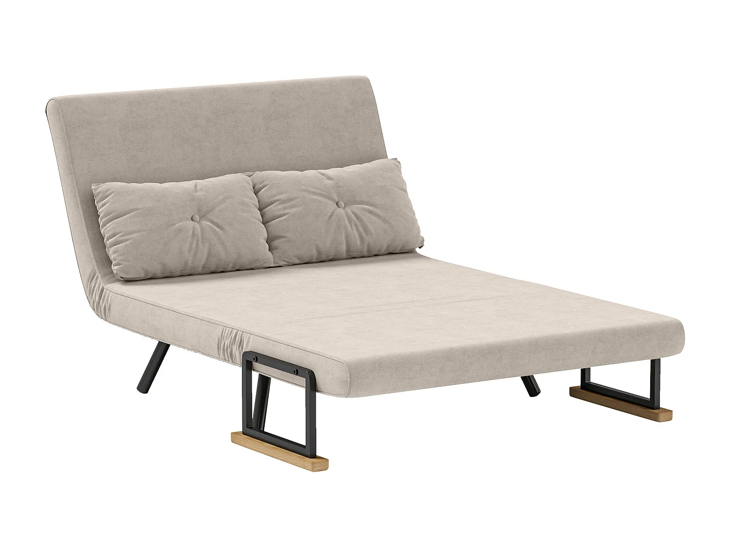 Divano letto vellutato con schienale regolabile 5 livelli bianco crema