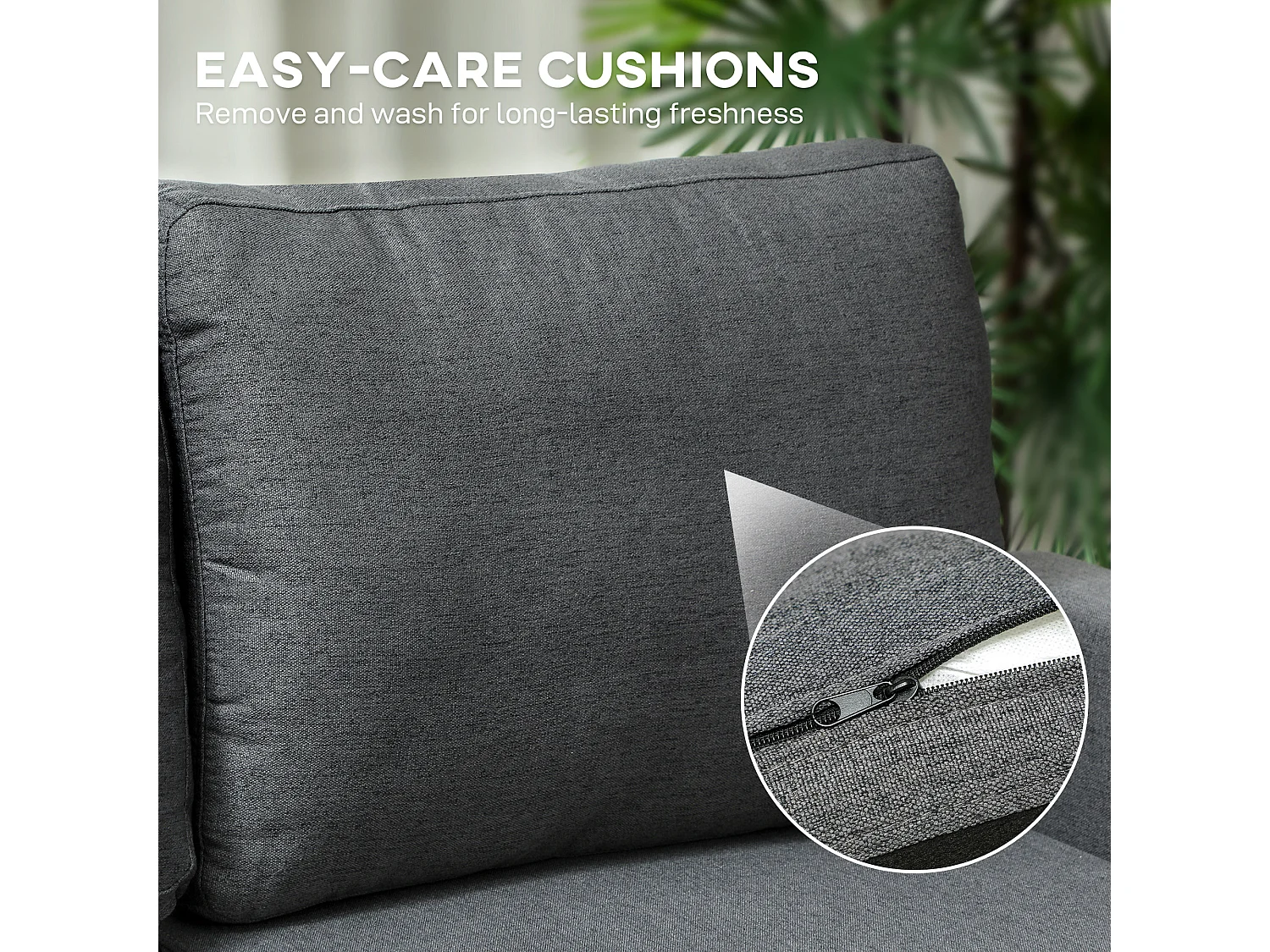 Divano Letto 3 posti con chaise e spazio contenitore grigio carbone