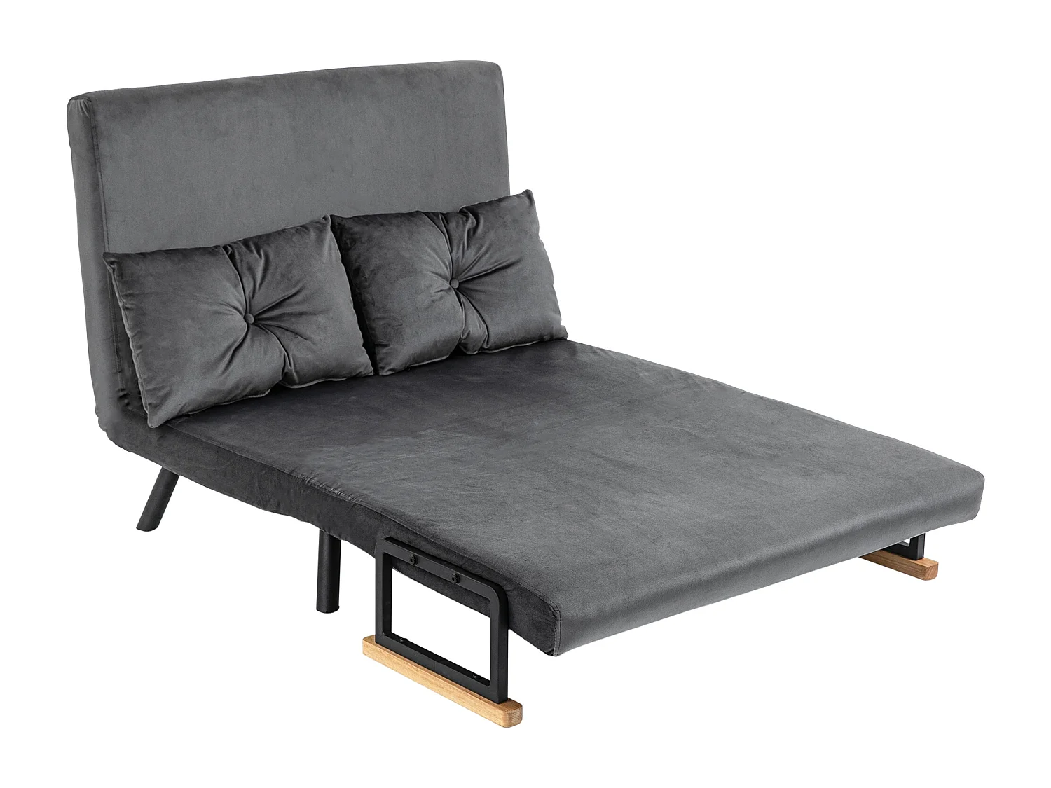 Divano letto vellutato con schienale regolabile 5 livelli grigio scuro