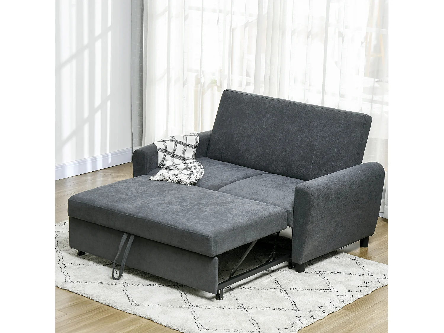 Divano letto clic clac con schienale regolabile 148x87x88 cm grigio