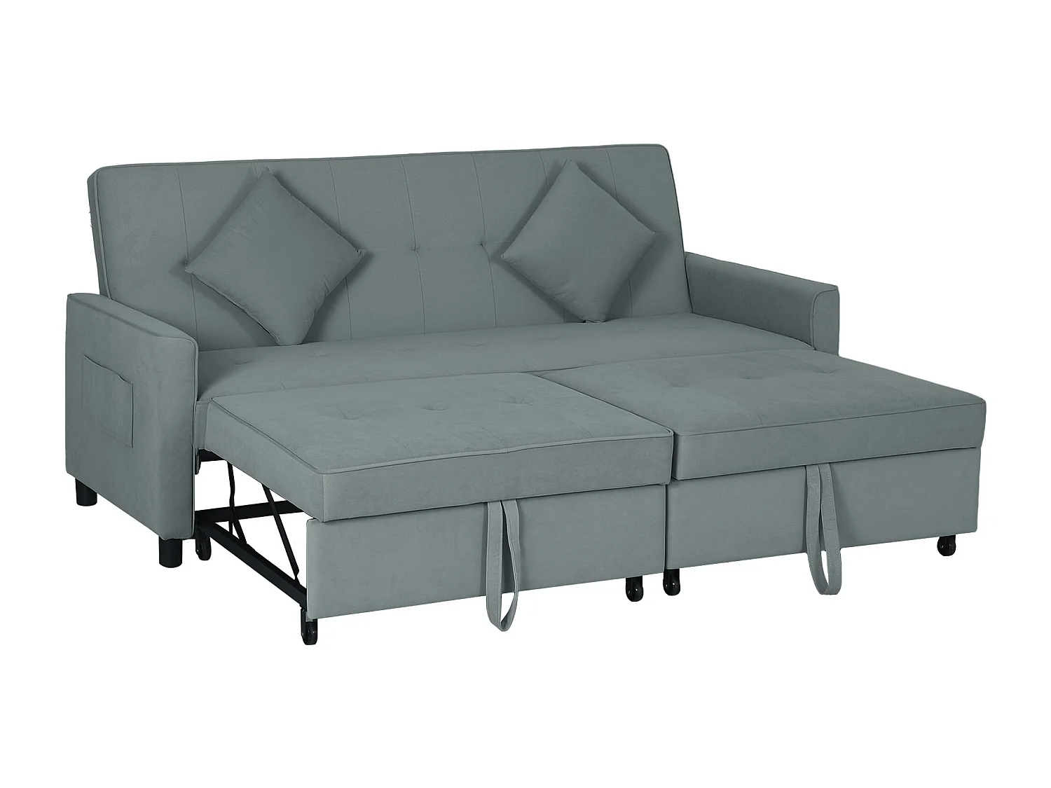 Divano letto 3 posti clic clac con schienale reclinabile grigio