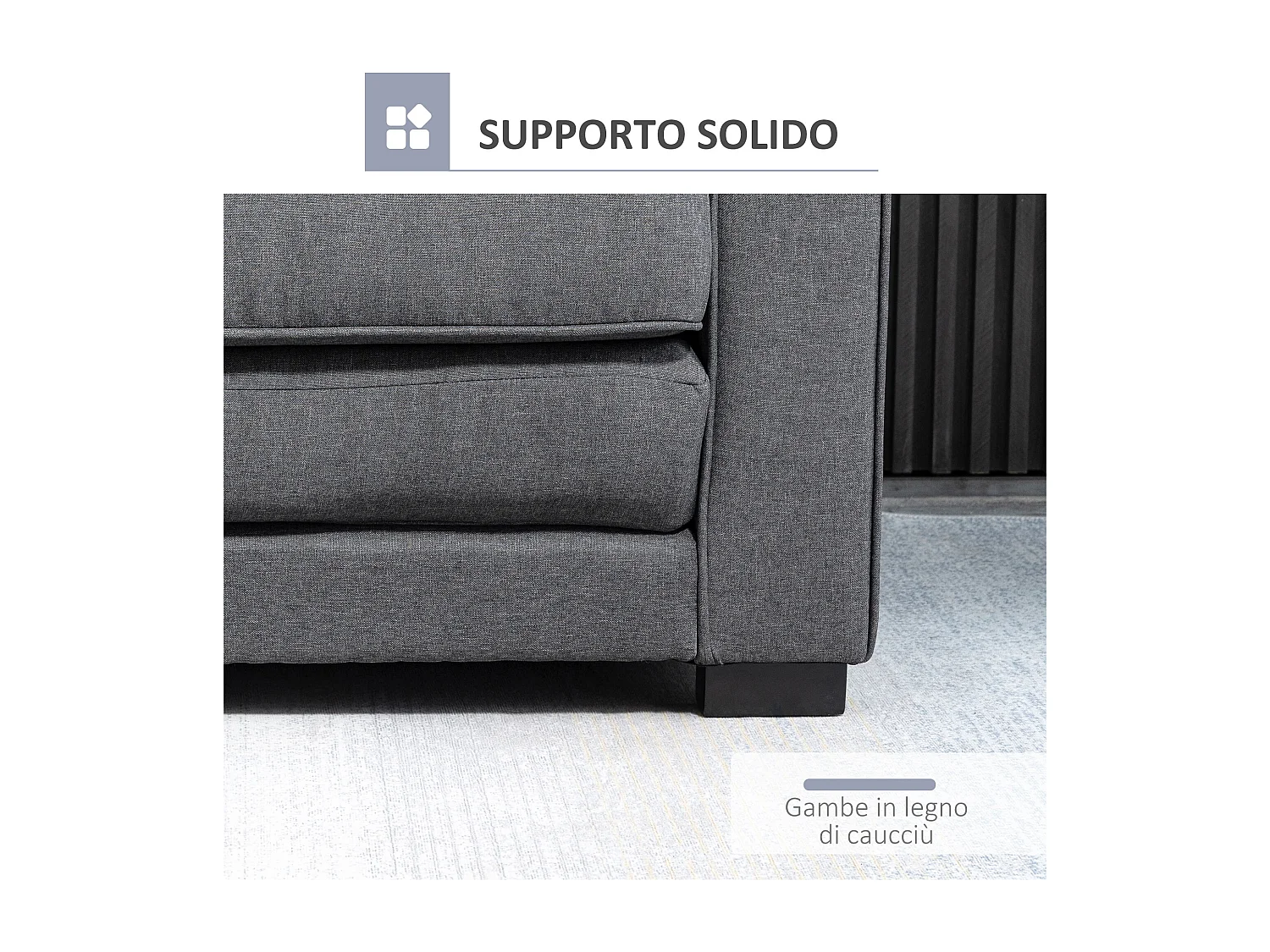 Divano letto 2 posti 151x75x85 cm in tessuto grigio