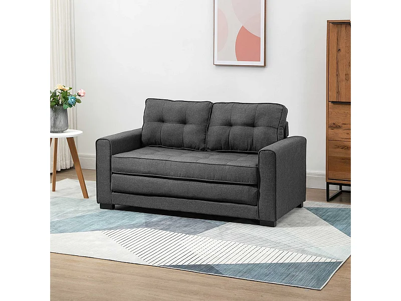 Divano letto 2 posti 151x75x85 cm in tessuto grigio