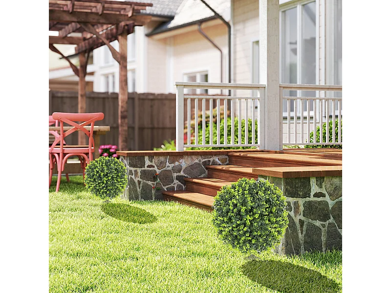 Set 2 piante finte di bosso 40 cm con picchetto da interno ed esterno