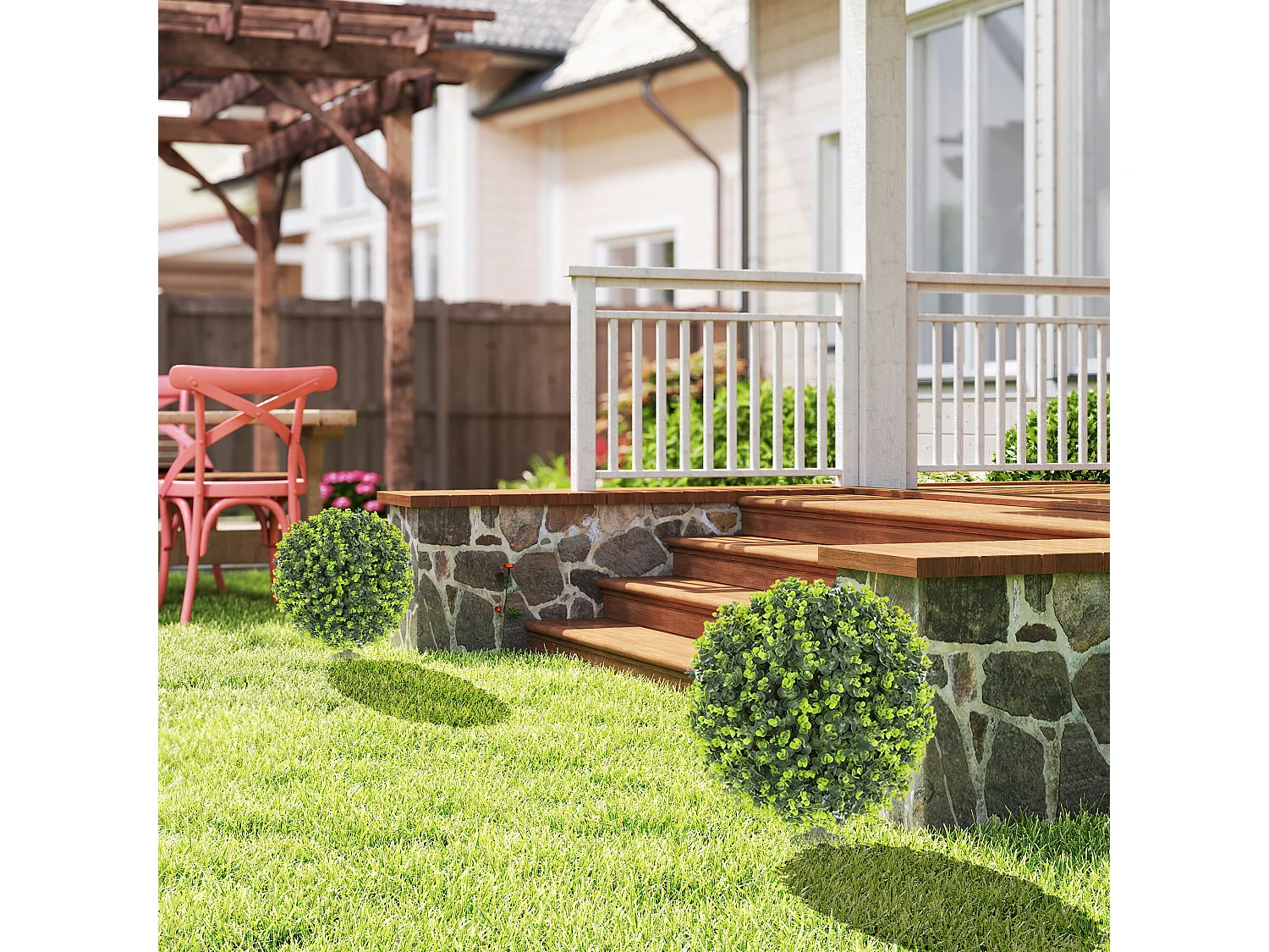 Set 2 piante finte di bosso 40 cm con picchetto da interno ed esterno