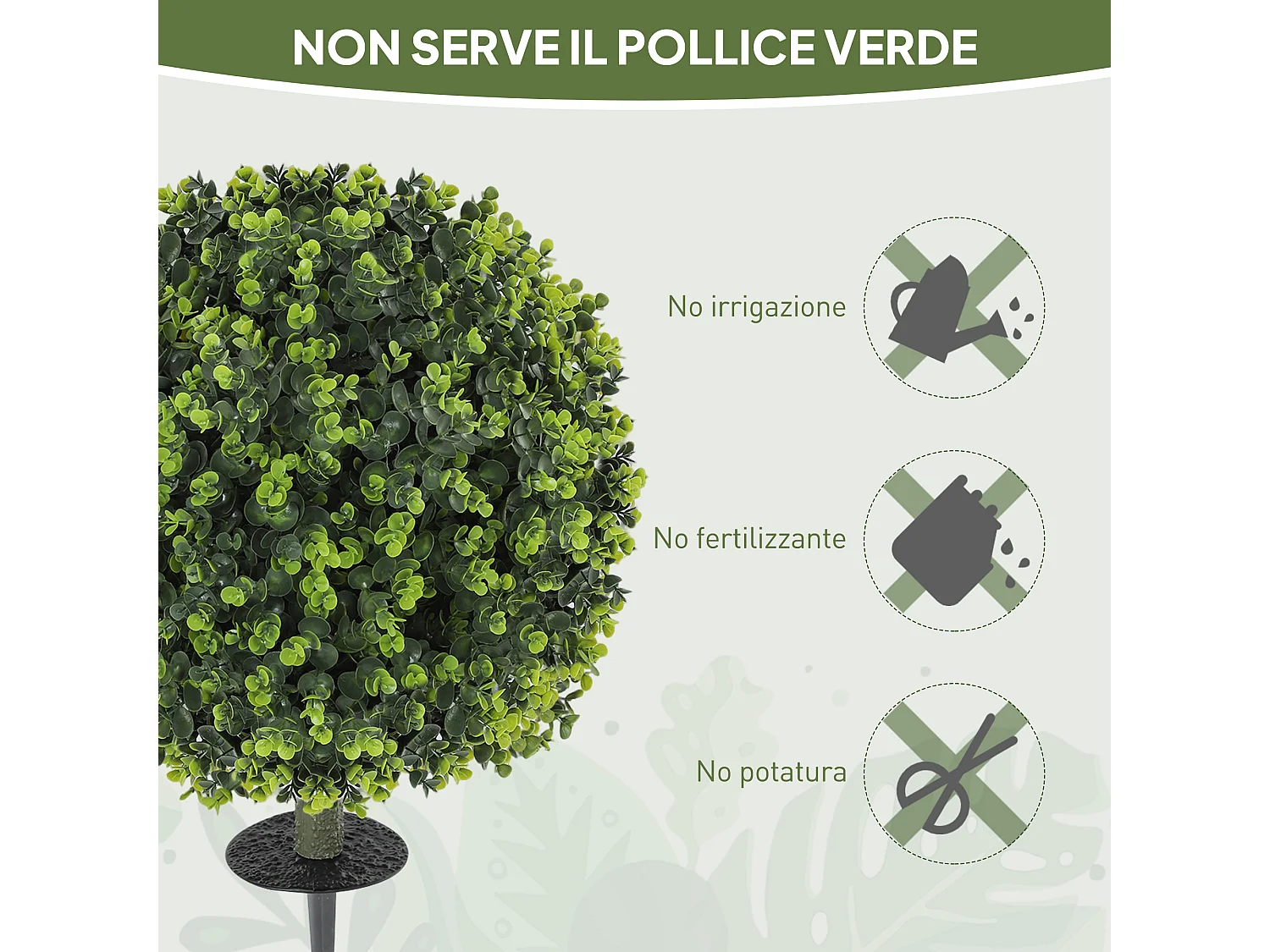 Set 2 piante finte di bosso 40 cm con picchetto da interno ed esterno