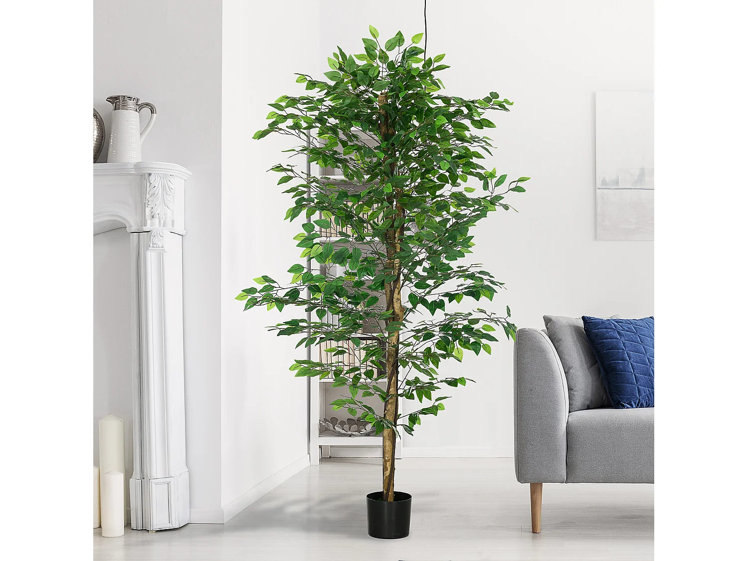 Pianta di ficus artificiale da 180 cm per interni ed esterni con vaso