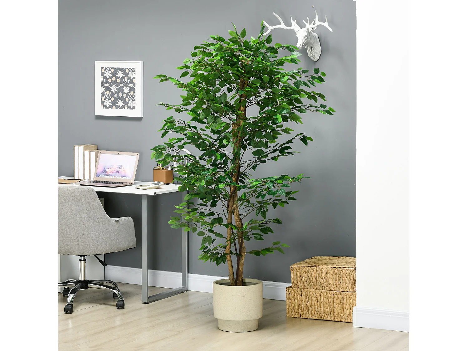 Pianta di ficus artificiale da 180 cm per interni ed esterni con vaso