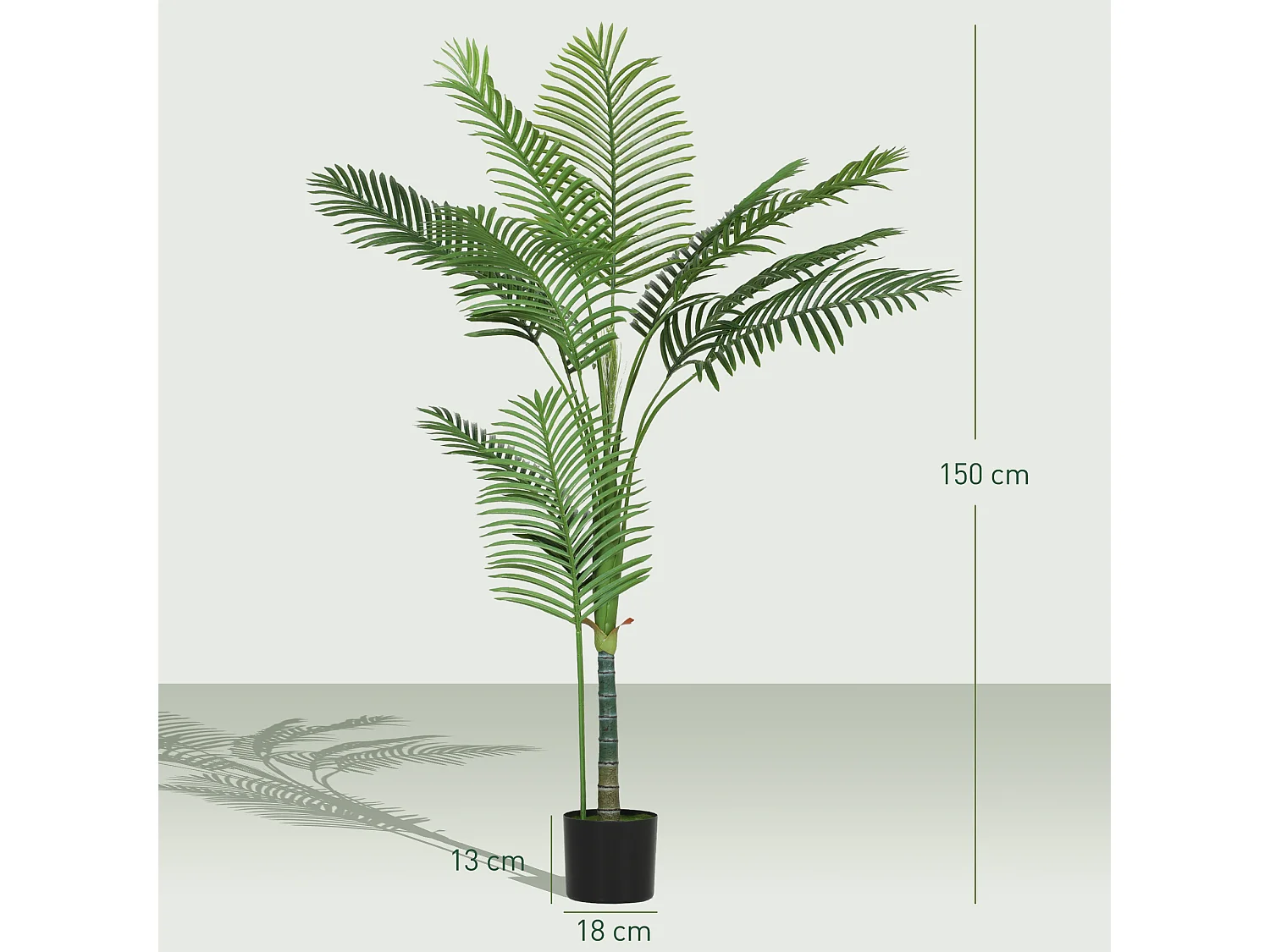 Pianta finta di palma areca per interni alta 150 cm con vaso