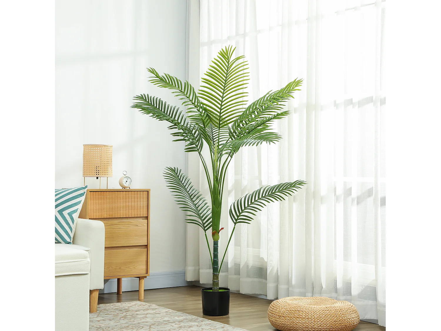 Pianta finta di palma areca per interni alta 150 cm con vaso