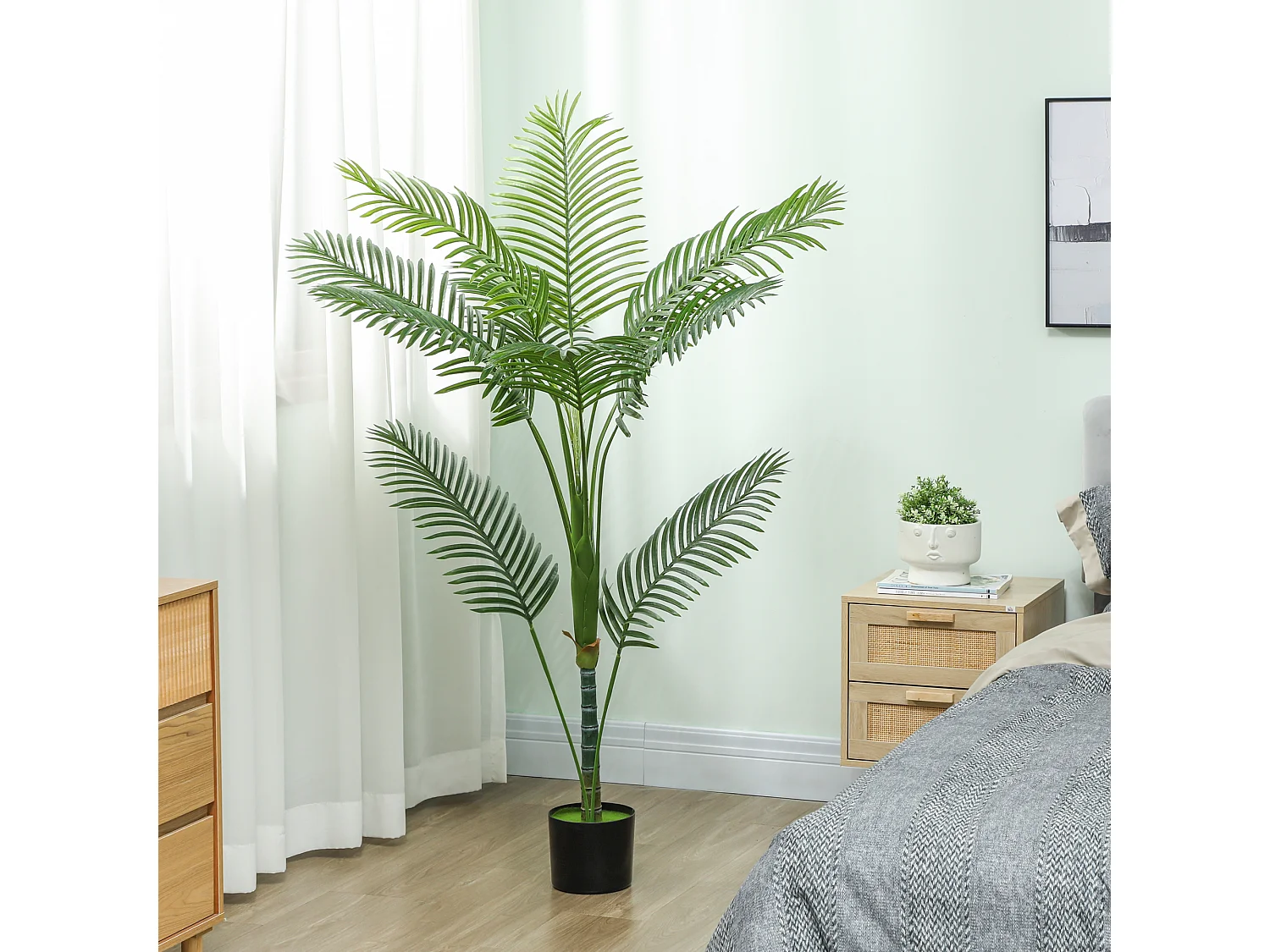 Pianta finta di palma areca per interni alta 150 cm con vaso