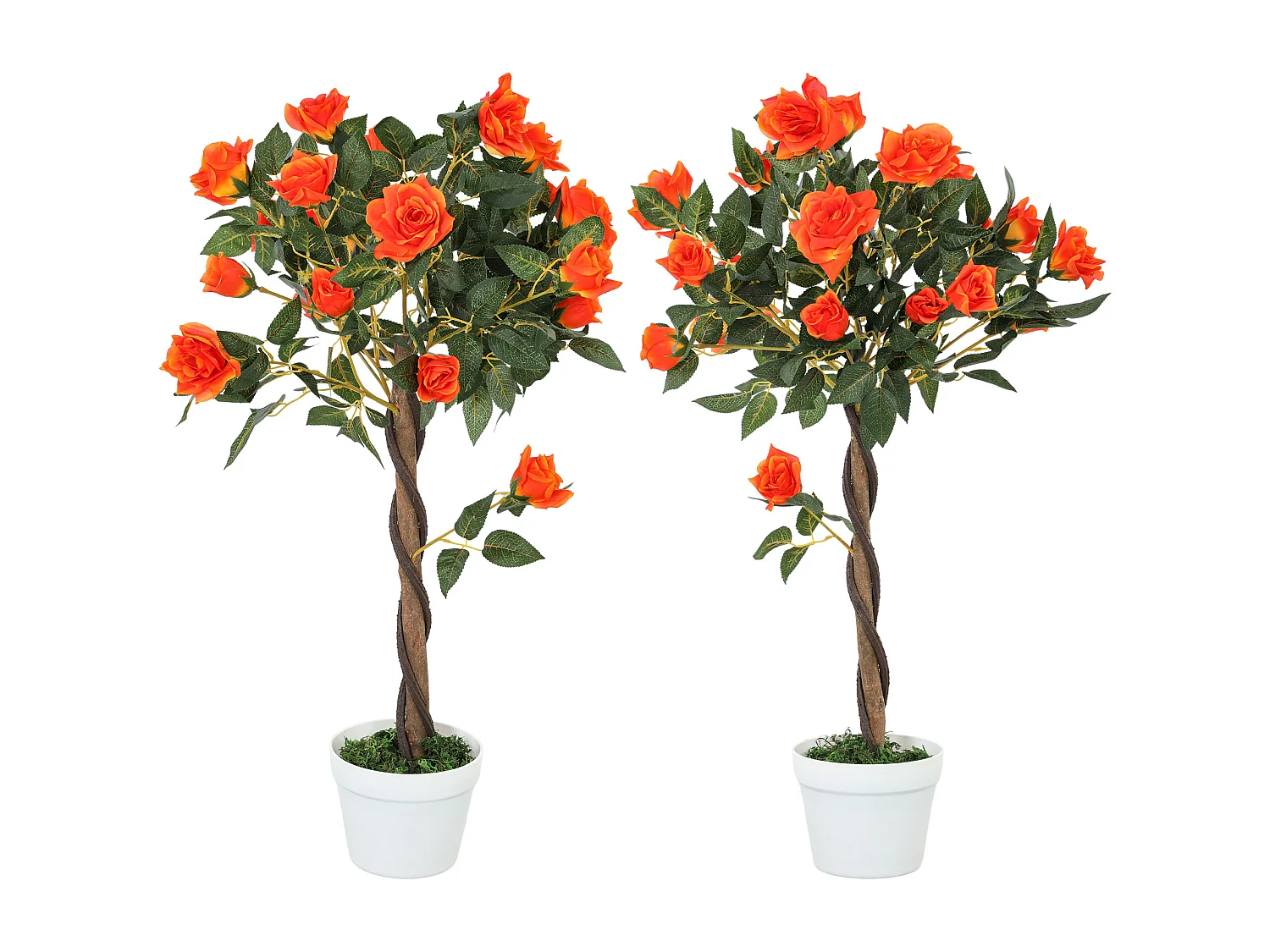 Pianta finta di rosa da 21 fiori Ø18x90 cm arancione con vaso