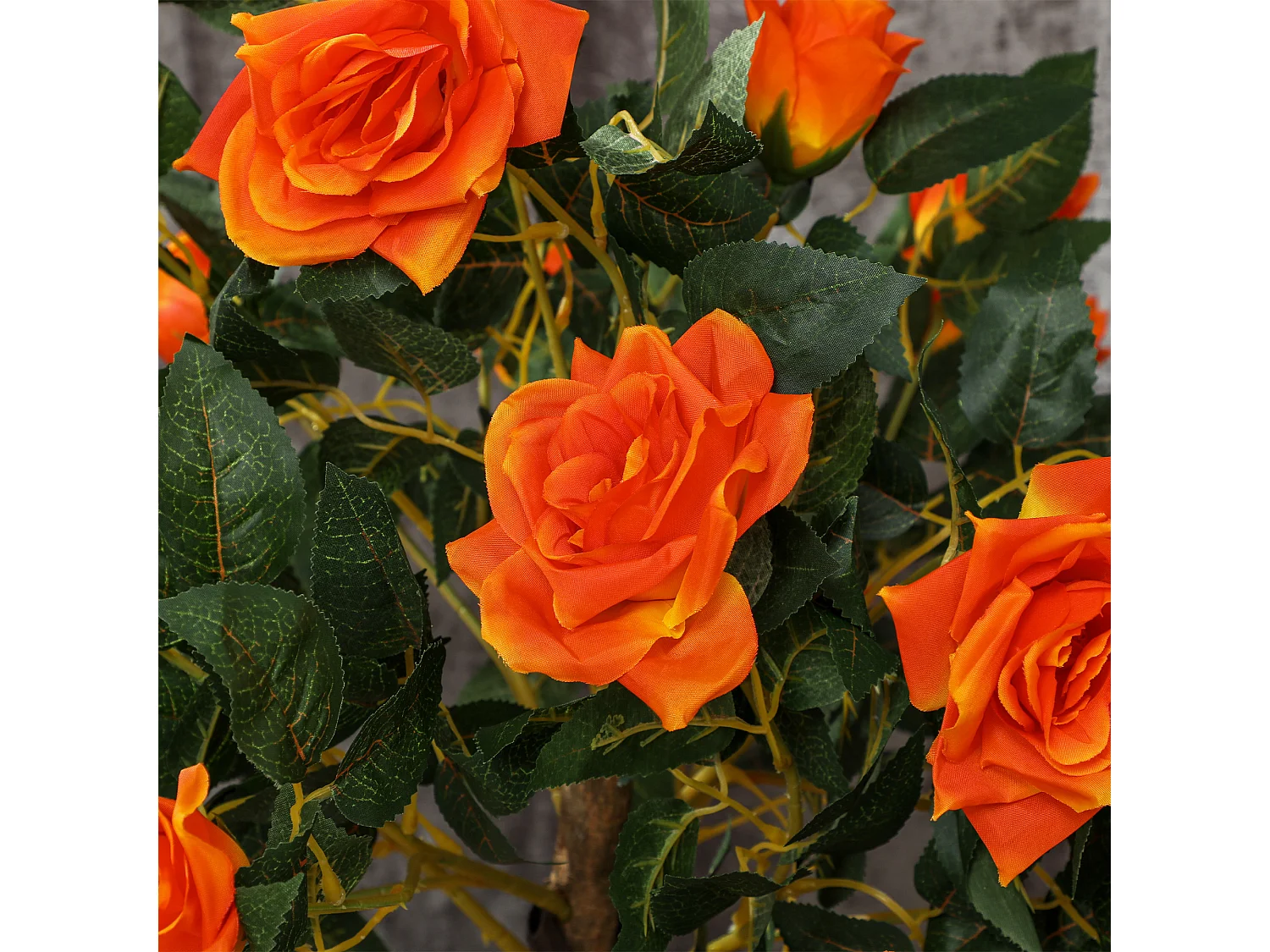 Pianta finta di rosa da 21 fiori Ø18x90 cm arancione con vaso