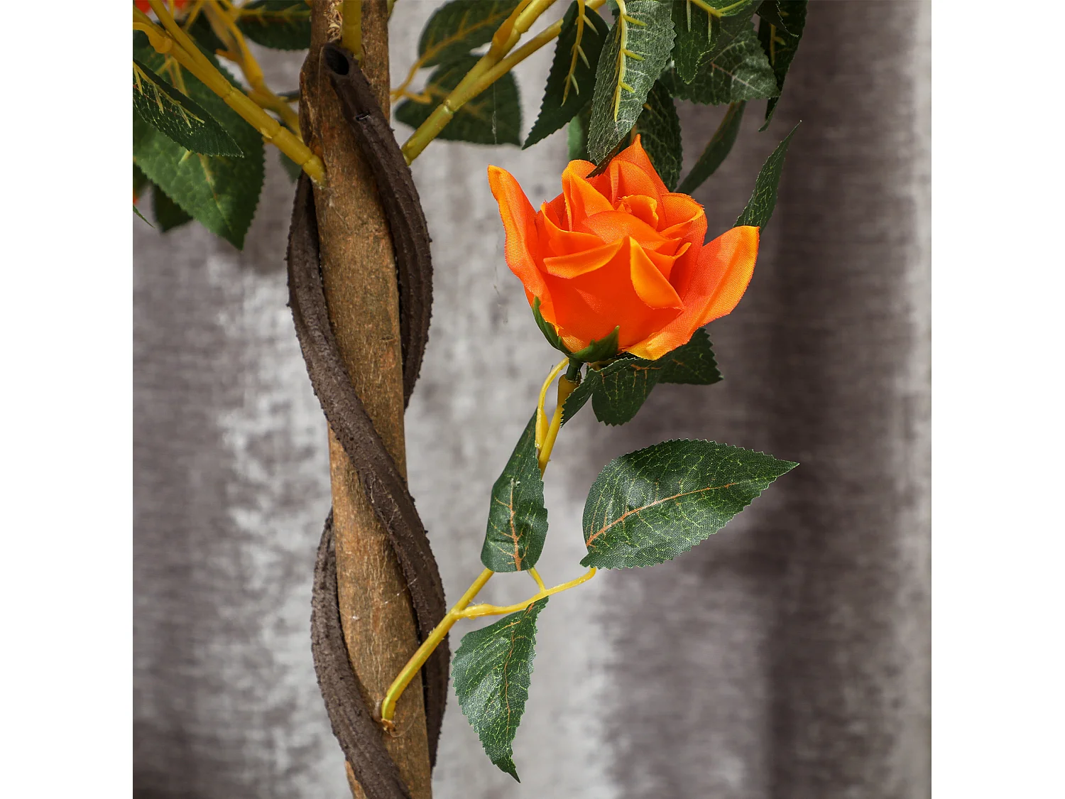 Pianta finta di rosa da 21 fiori Ø18x90 cm arancione con vaso