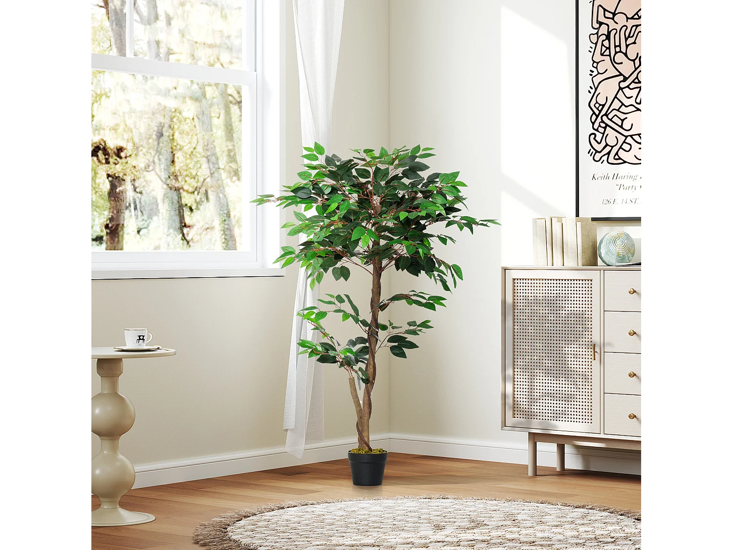 Pianta artificiale con foglie realistiche plastica verde