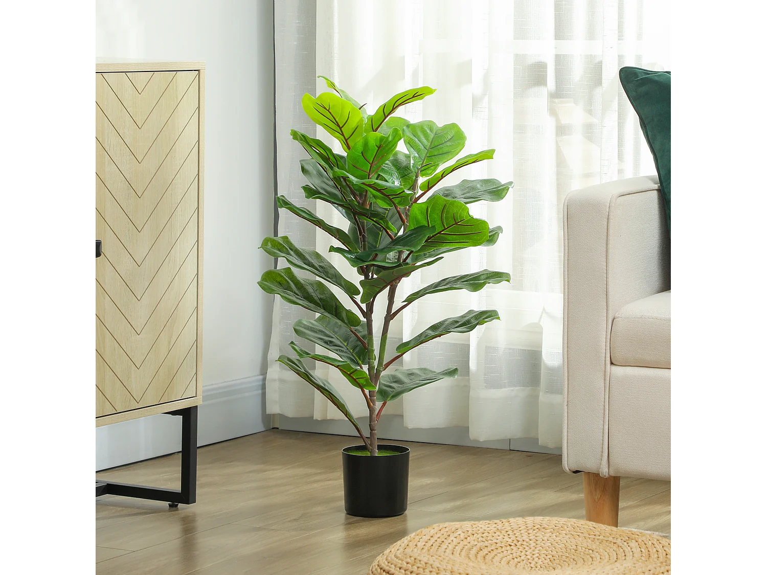 Pianta finta di ficus lyrata per interni alta 80 cm con vaso