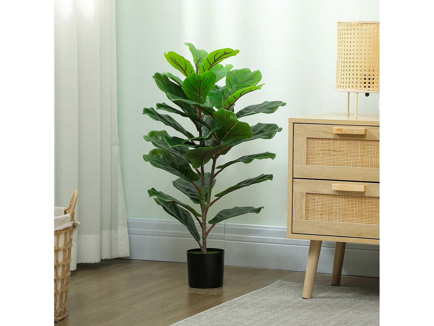 Pianta finta di ficus lyrata per interni alta 80 cm con vaso