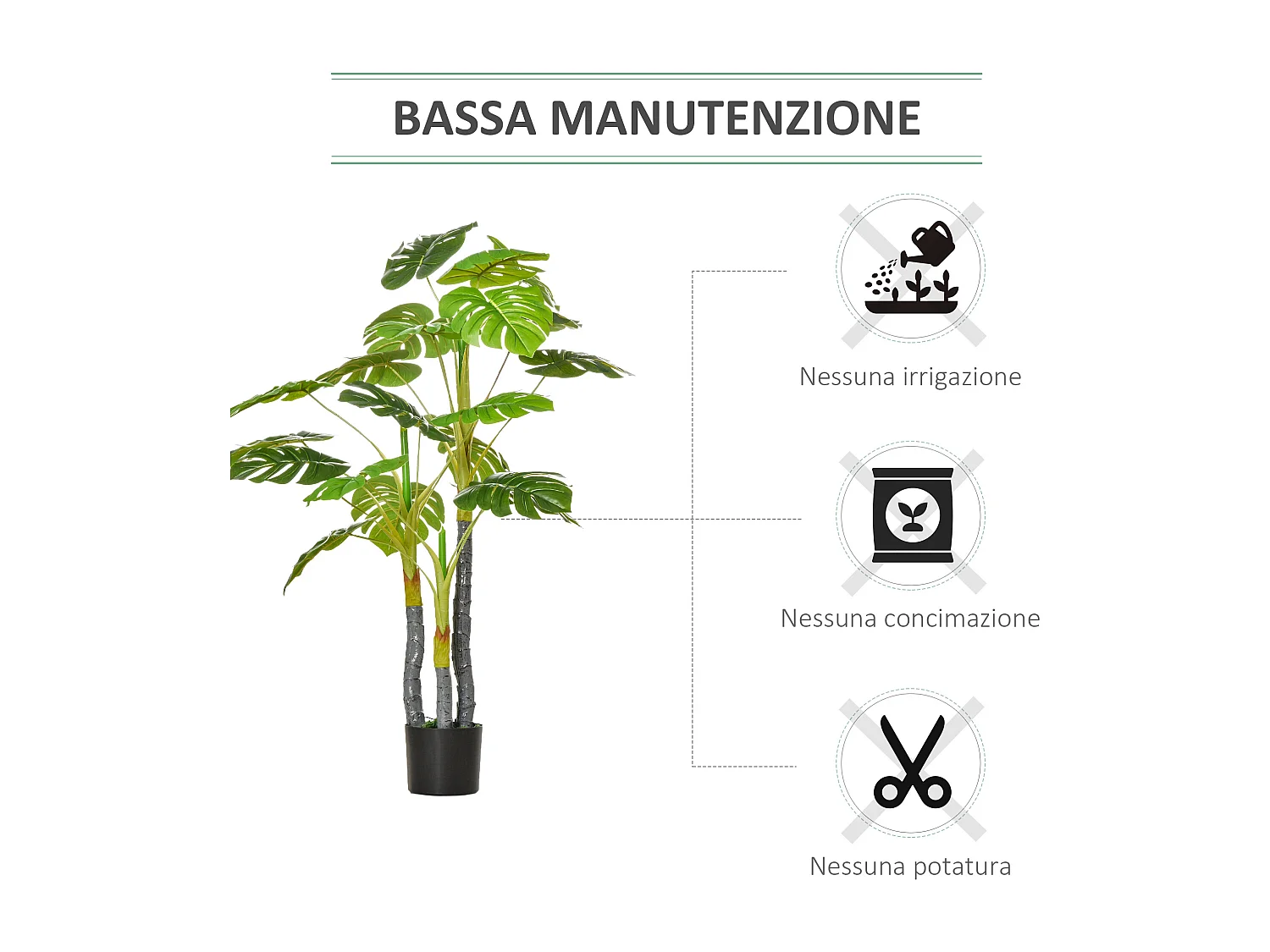 Monstera pianta artificiale per interno ed esterno 120cm