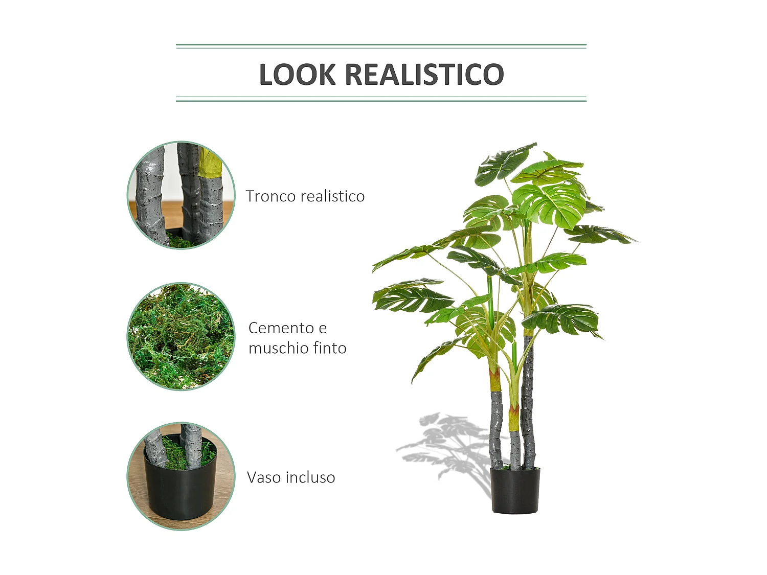 Monstera pianta artificiale per interno ed esterno 120cm