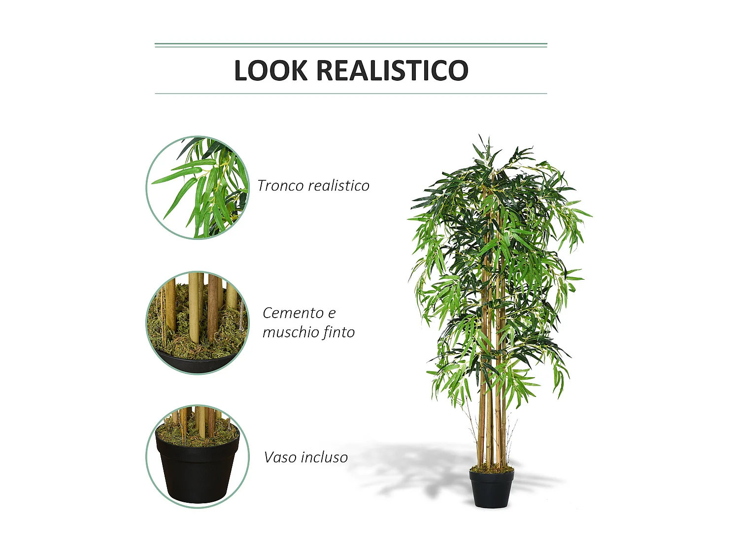 Bambù artificiale con vaso per interno ed esterno ø18x150cm