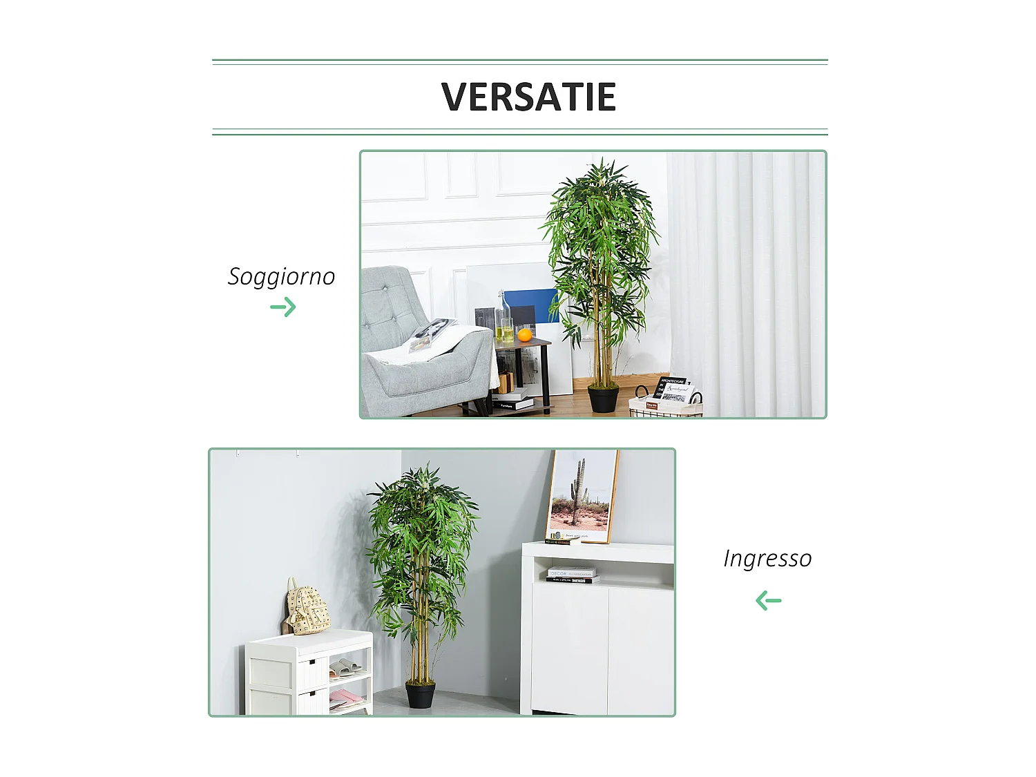 Bambù artificiale con vaso per interno ed esterno ø18x150cm