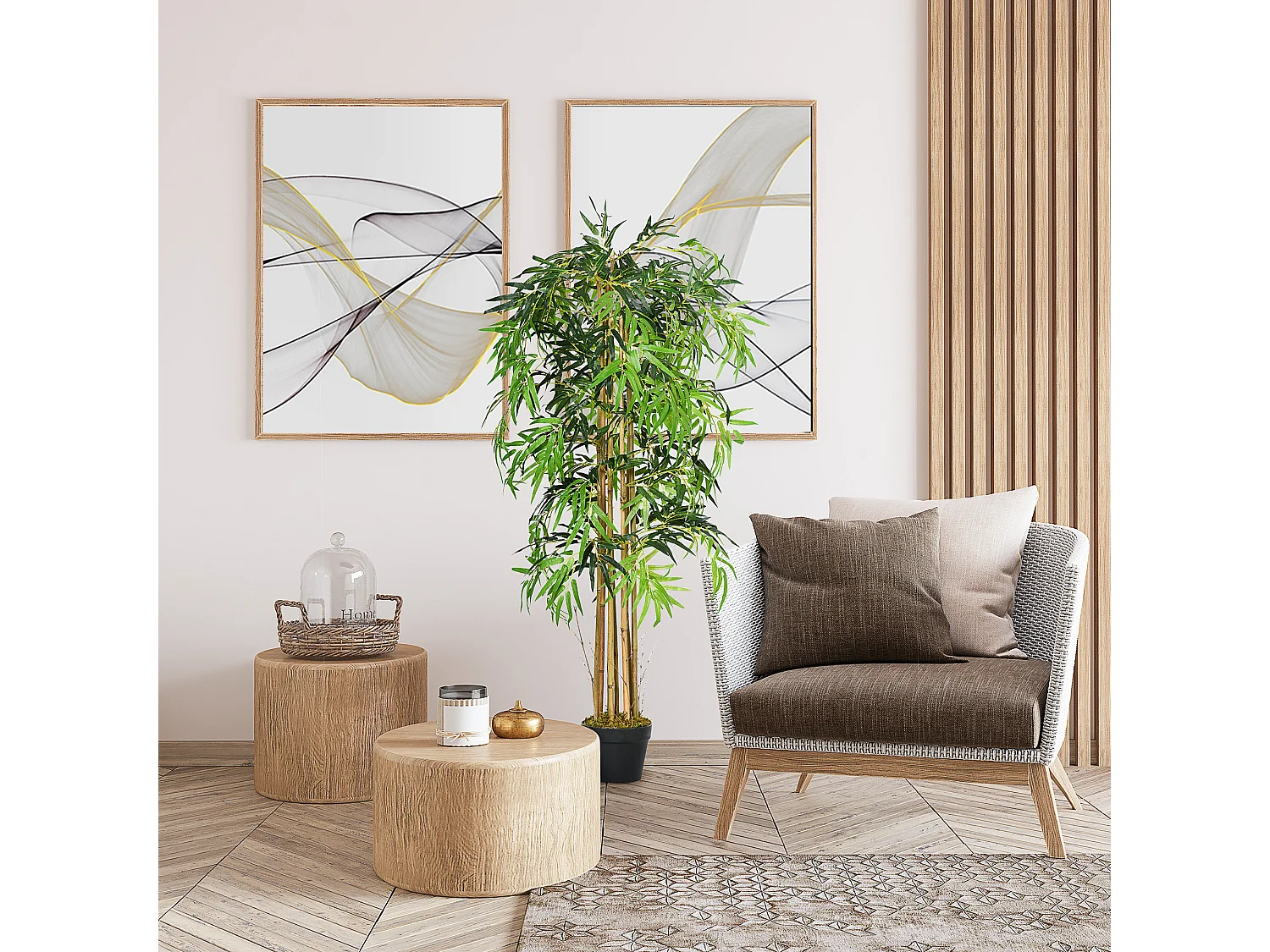 Bambù artificiale con vaso per interno ed esterno ø18x150cm