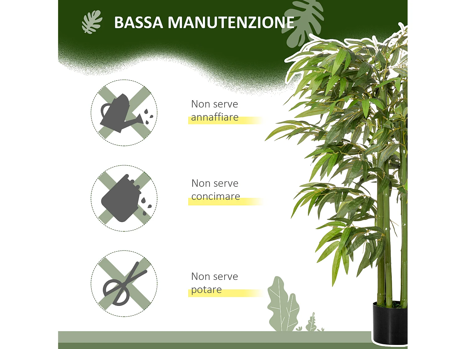 Pianta finta bambù 780 foglie per interno ed esterno 140cm