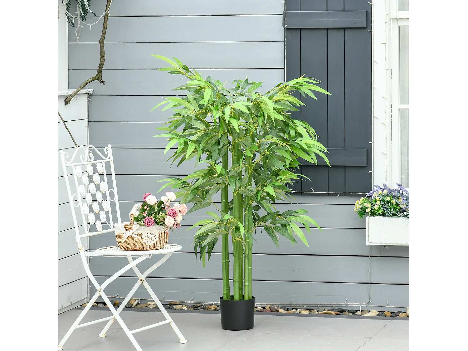 Pianta finta bambù 780 foglie per interno ed esterno 140cm