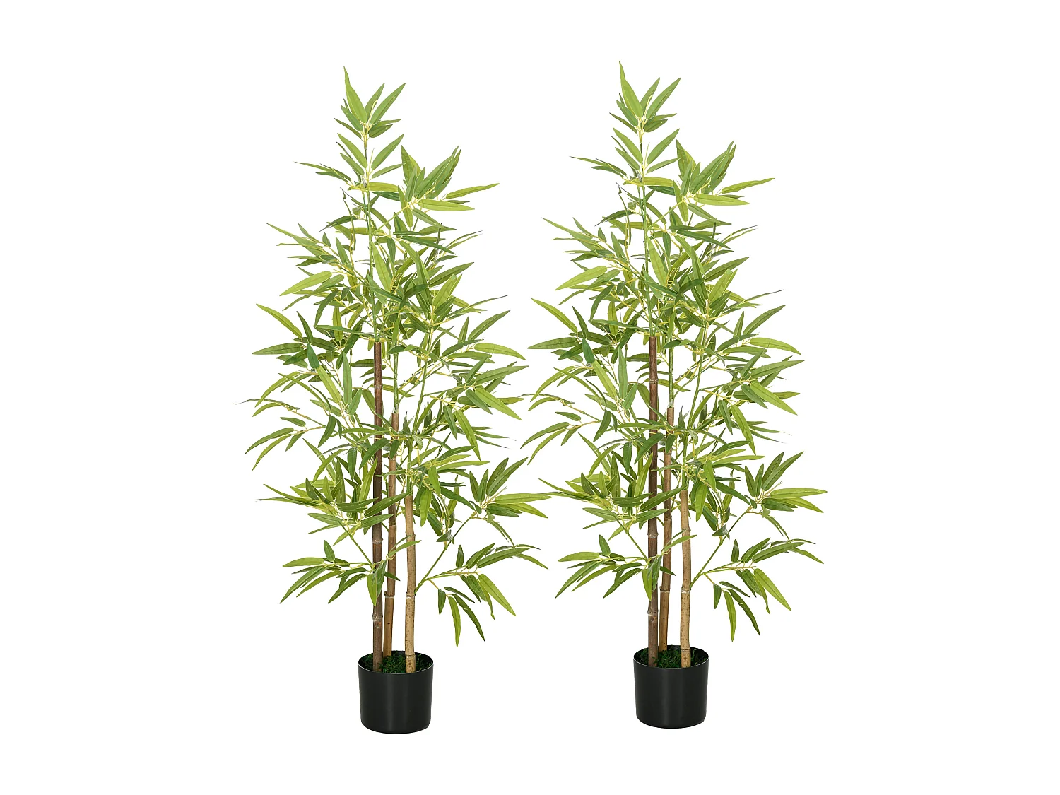 Set 2 Piante di bambù finte da 120 cm a 3 tronchi con vaso