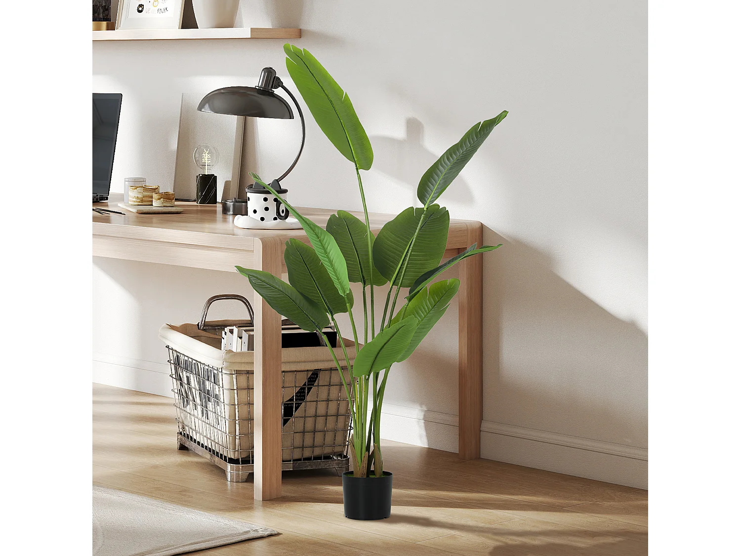 Pianta artificiale da 160 cm a 10 foglie in peva verde con vaso