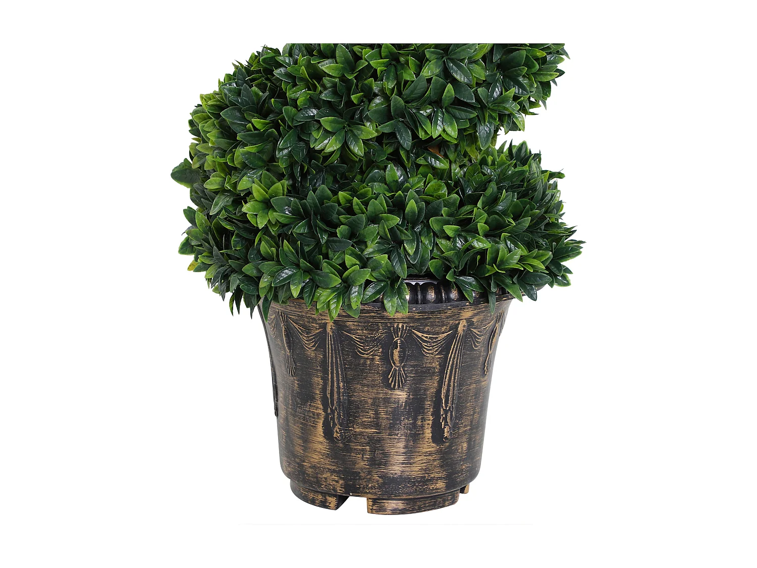 Set 2 piante finte di bosso a spirale da interni ed esterni con vaso